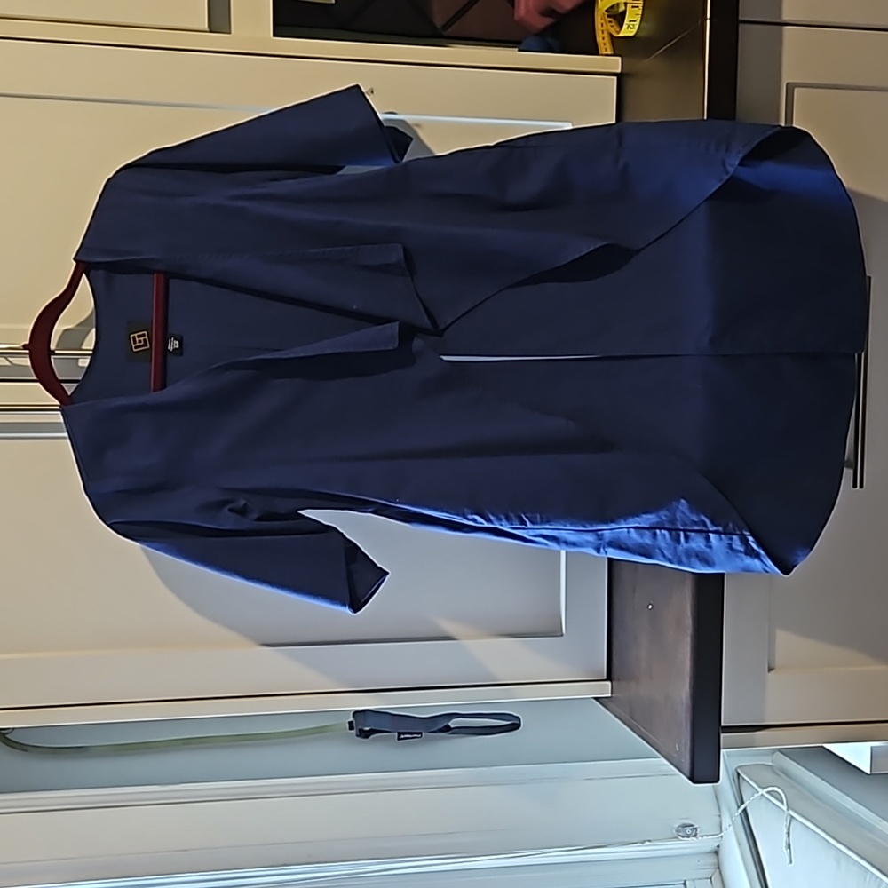 Canadian Designer Lennard Taylor linen blue short sleeved jacket/vest